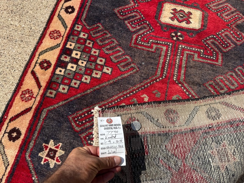ANTIQUE HERIZ RUNNER RUG 2x13 handmade VINTAGE long geometric blue real old 3x13 gallery