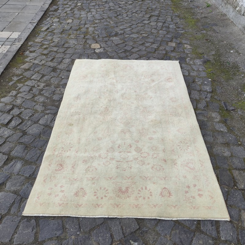 Oushak Vintage Area Rug 3.84 x 6.1 ft , 4x6 Handmade soft Wool Rug 117 x 186 cm gallery