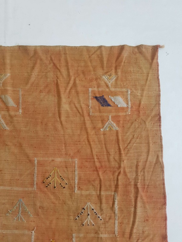 Fine Vintage Traditional Hand Made Oriental Wool Mustard Brown Kilim 134x92cm gallery