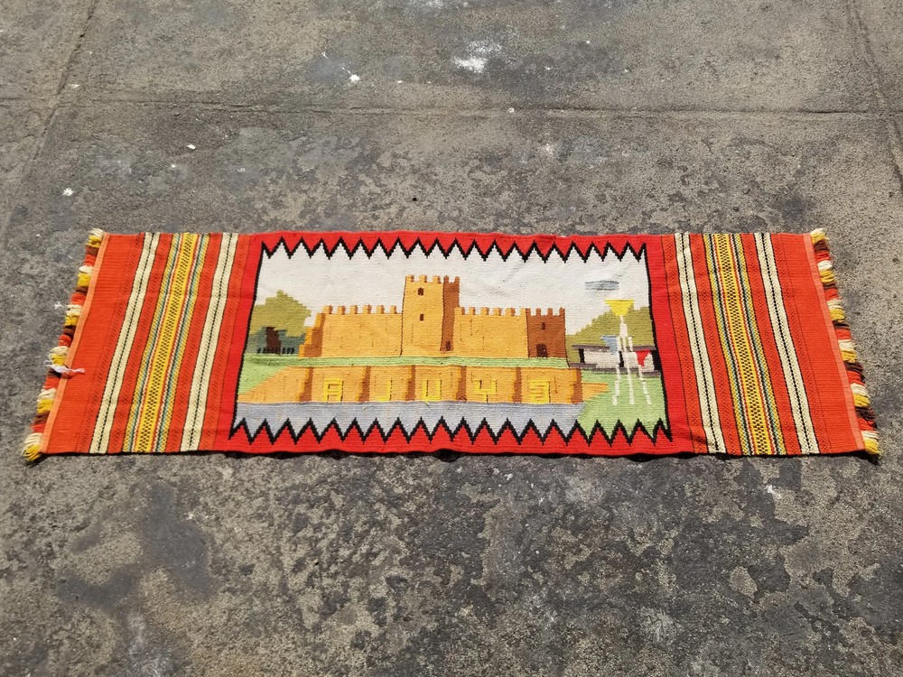 Vintage Traditional Handmade Oriental Wool Multicolor Tapestry 5.4x1.1 ft