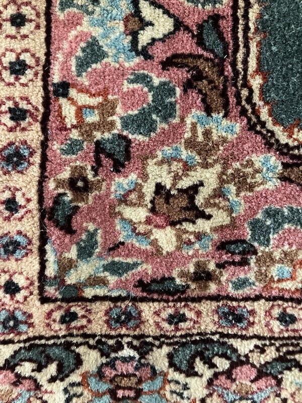 Vintage Persian Rug Wool Green Medallion Handmade Multi-Color 54”x 35” gallery