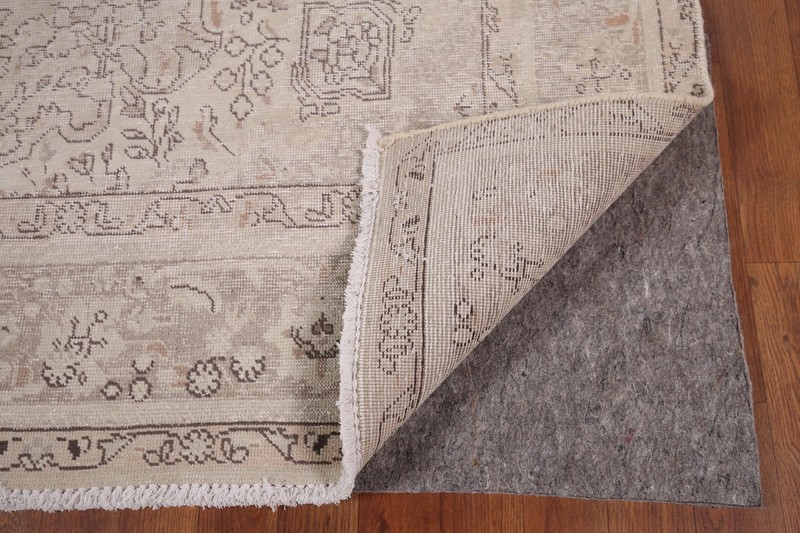 Muted Distressed Geometric Tebriz Vintage Area Rug 7x10 Handmade Living Room Rug gallery