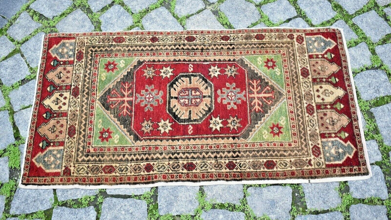 Fabulous Antique Turkish Rug 20'' x 36'' Anatolian Rug Hand Knotted Area Rug gallery
