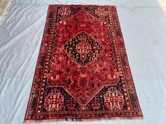 Vintage Caucasian Medallion Rug 3’8 x6’3 Red Hand Knotted Tribal Area Carpet Rug