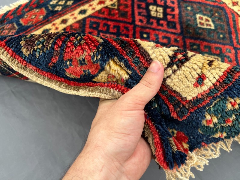 Navy Red Turkish Tribal Rug 2x2'6 Antique Style Geometric Boho Accent Area Rug gallery