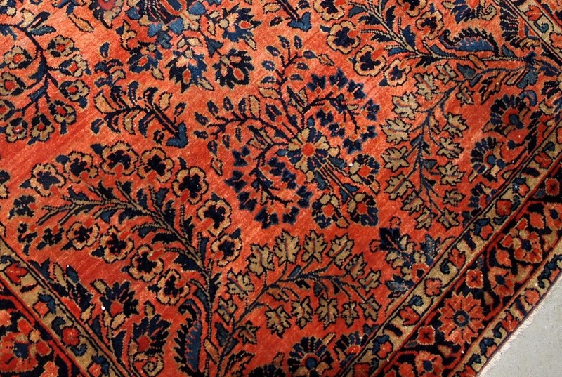 Handmade Oriental Rug 97x161cm Red Floral Wool 1920s Vintage gallery