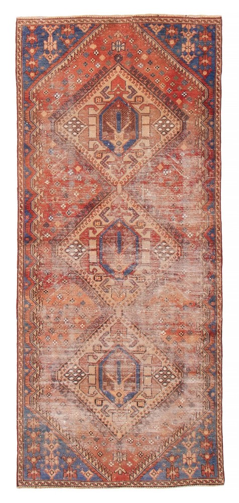 Vintage Hand-knotted Runner Rug 3'9" x 8'6" Traditional Oriental Wool Carpet