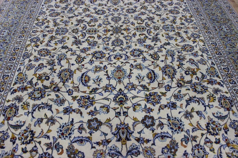 LARGE HANDMADE ORIENTAL KESHAN WOOL CARPET WITH SUPERB FLORAL 385 x 260 cm gallery