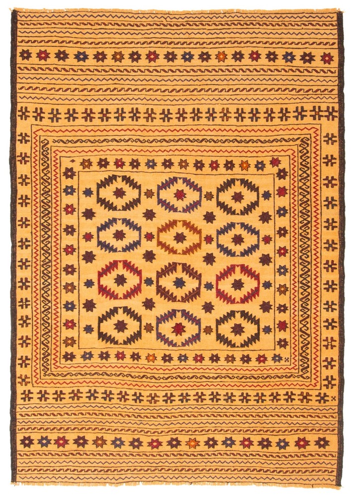 Vintage Hand Woven Area Rug 4'5" x 6'2" Traditional Wool Oriental Carpet