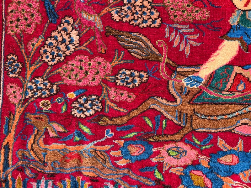 Red Turkish Pictorial Rug 2x4 Hand Knotted Hunting Scene Horse Tribal Boho Wool gallery