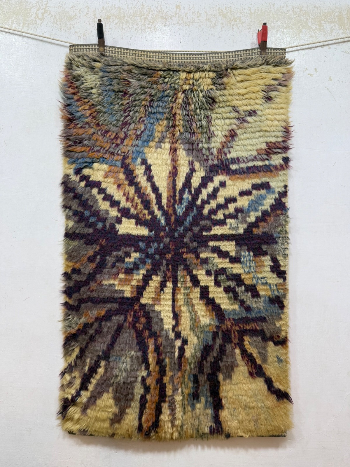 Vintage Beautiful Hand Knotted Swedish Scandinavian Rya Shag Wool Rug Carpet gallery