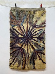 Vintage Beautiful Hand Knotted Swedish Scandinavian Rya Shag Wool Rug Carpet