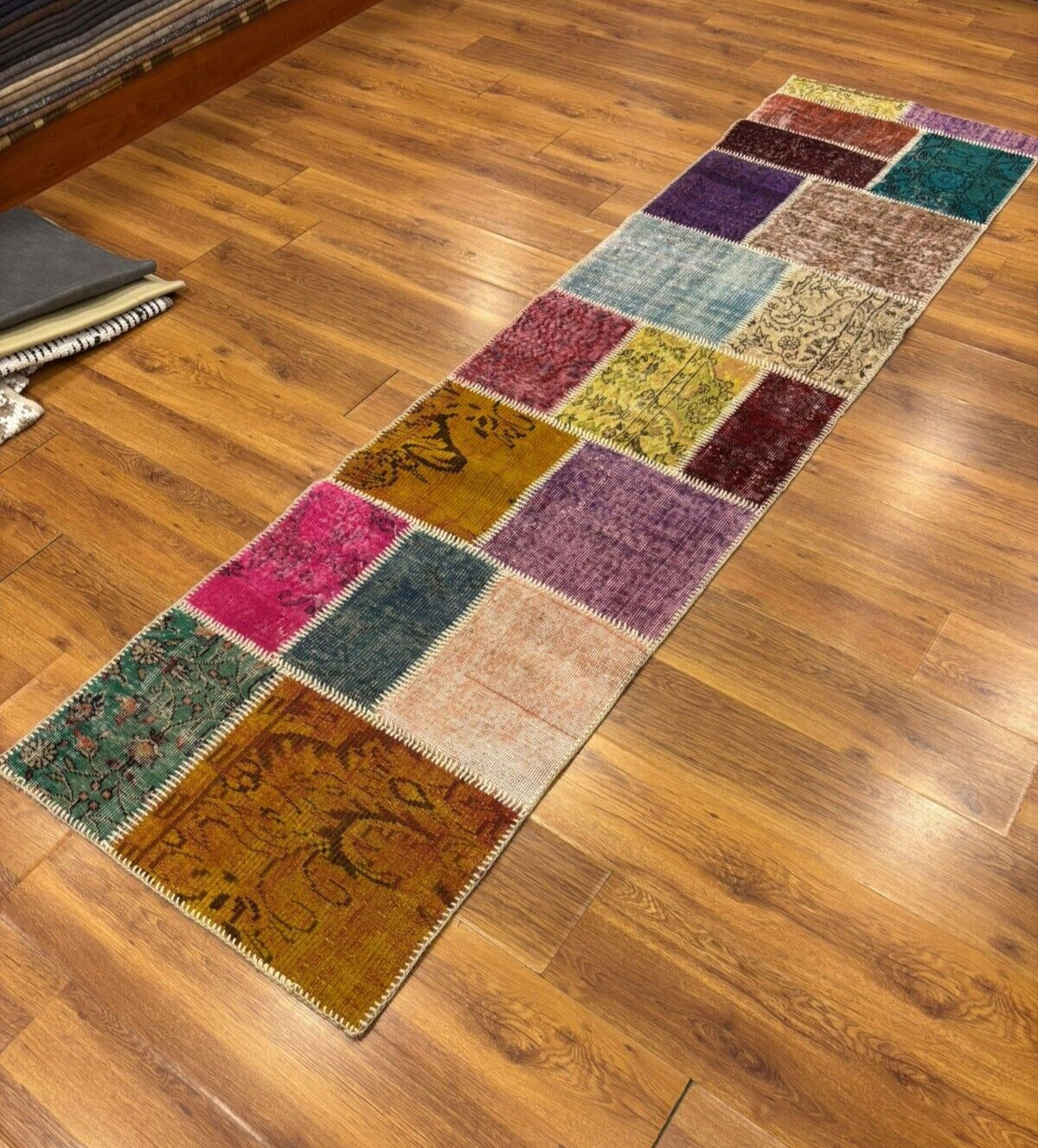 Multicolor Patchwork Rug, 2.6x9.8 ft Runner Rug, Hallway Decor, Long Area Rug gallery