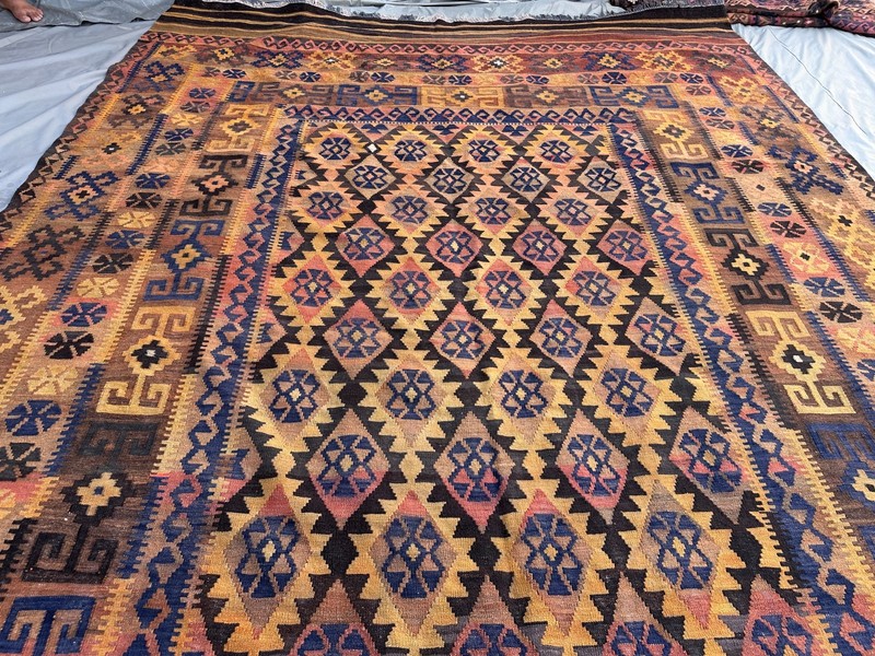 Terracotta Faded Kilim Rug 8'4x17' Turkish Navajo Tribal Boho Flatweave vintage gallery