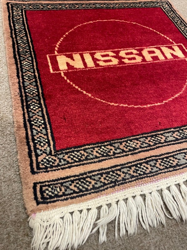 Handmade Nissan Logo Rug 2'x2' – Afghan Mini Carpet | JDM Car Decor | Rare Auto gallery