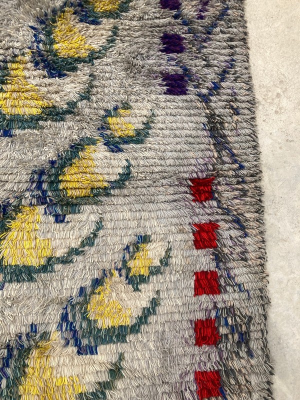 Authentic Antique Rya Rug Handmade Wool Scandinavian Multicolor Carpet 128x96 cm gallery