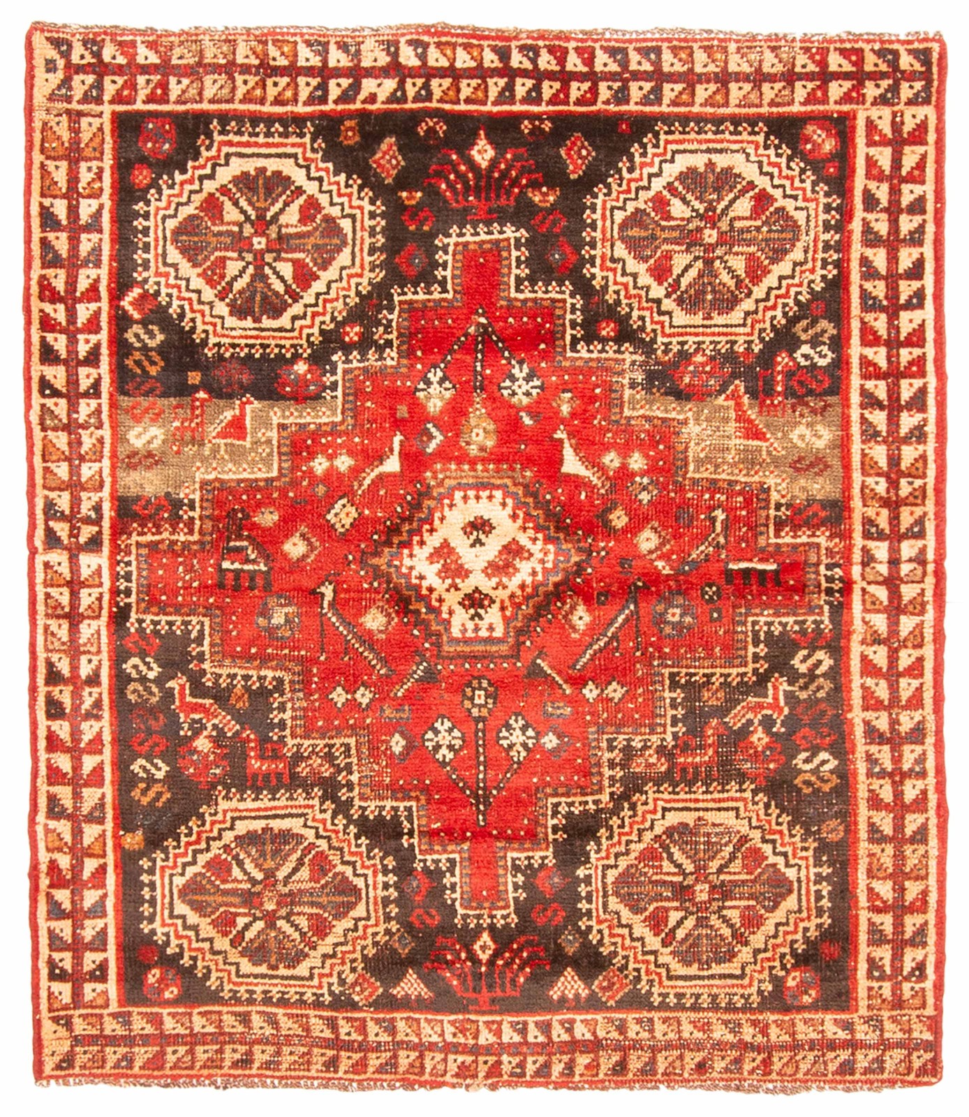 Vintage 3'8" x 4'3" Traditional Hand Knotted Vegetable Dye Wool Area Rug gallery