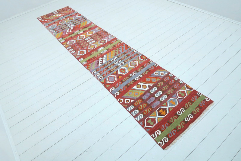 Turkish Runner Rug, Hallway Rug, Handmade Long Wool Carpet, Stairs Rug 30"x144" gallery