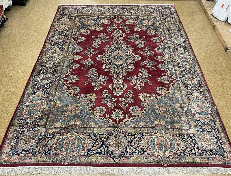 Vintage Lavar Kirman Hand Knotted Wool Oriental Area Rug Carpet 10x14 Red gallery