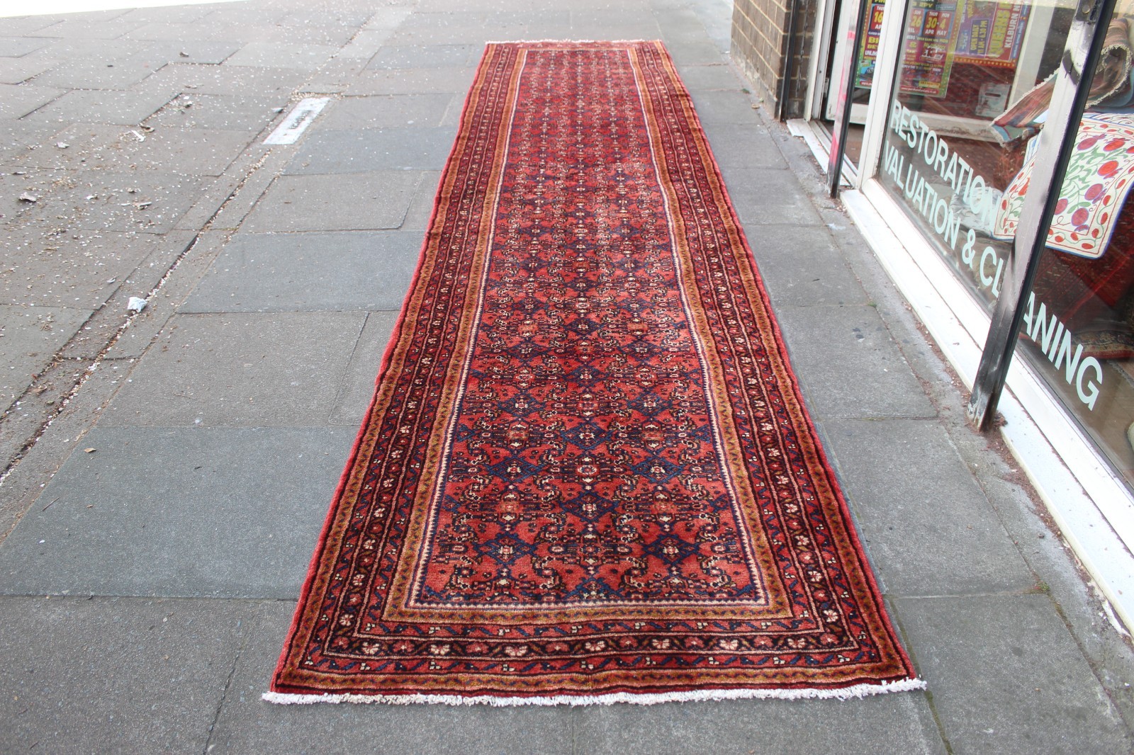 Vintage Hand Made Traditional Oriental Wool Red Long Runner 495x105cm gallery
