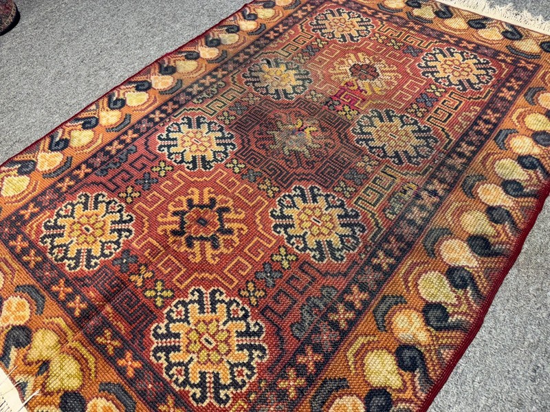 Fine Antique Caucasian Rug 3x5 ft Hand Knotted Heris Kazak Vintage Oriental Rug gallery