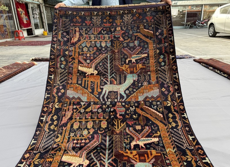Antique Afghan Animal Pictorial Rug 4x6 Handmade Persian Style Oriental Carpet gallery