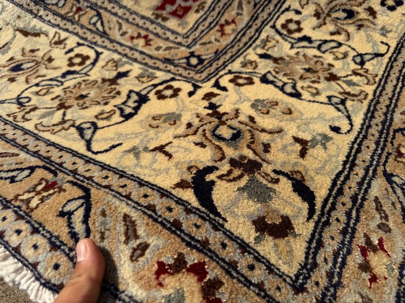 BLUE ANTIQUE ORIENTAL RUG 8x12 silk wool vintage fine handmade navy white 9x12 gallery