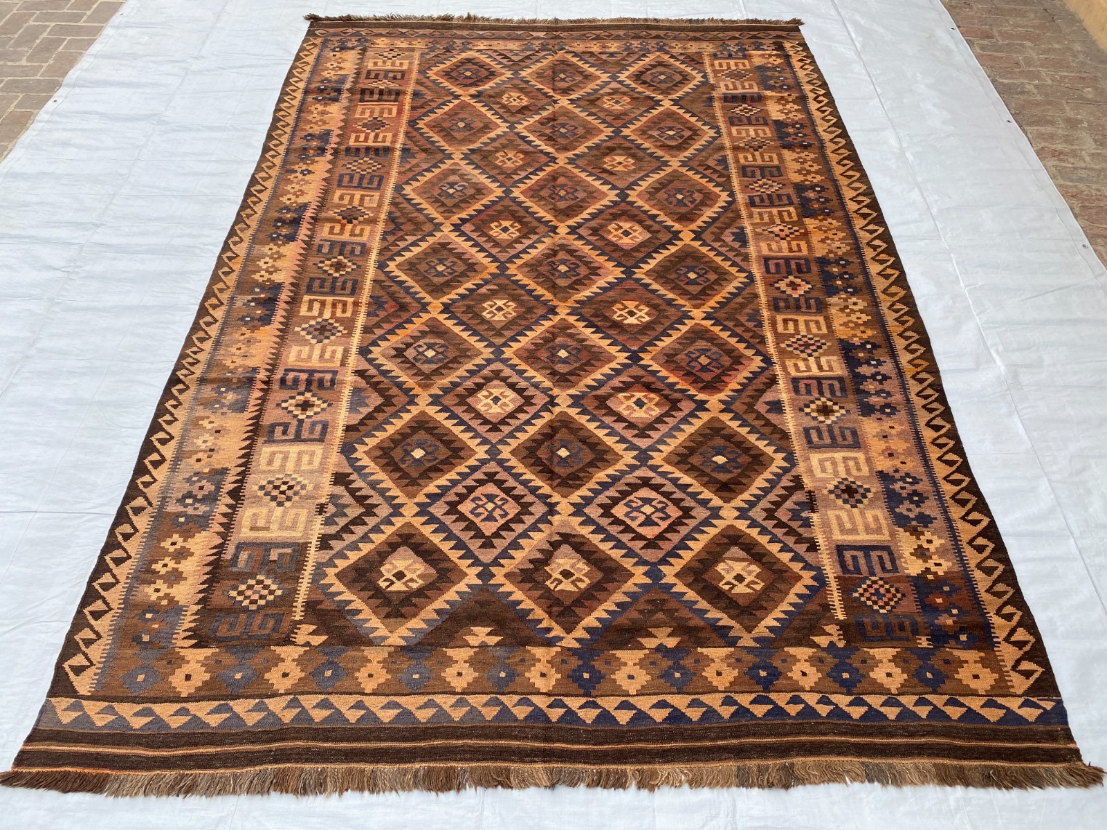 8x12 ft Faded Handwoven Afghan Ghalmori Turkmen Traditional Wool Tribal Area Rug gallery