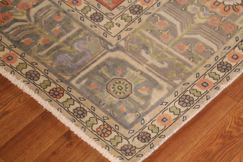 Vintage Geometric Rust Wool Hand-knotted Over-Dyed Living Room Area Rug 8x11 gallery