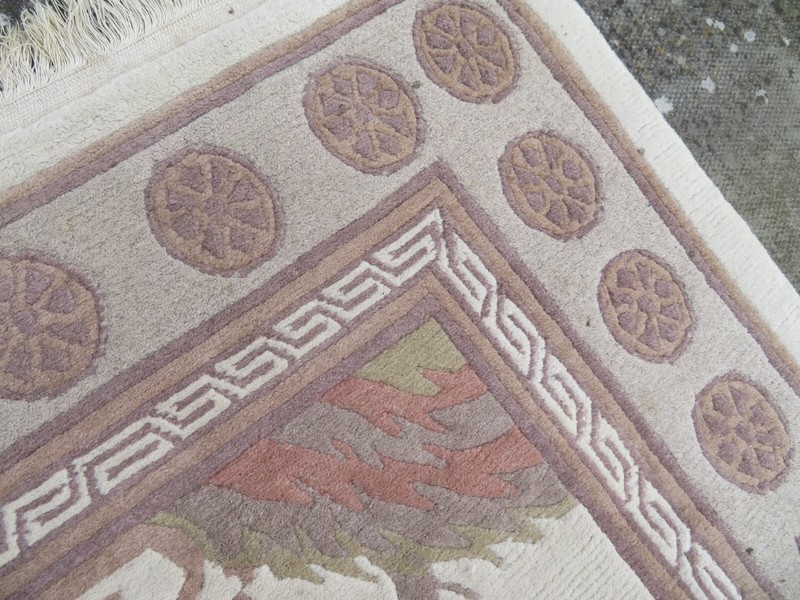 VINTAGE NEPALESE RUG. IN CHINESE TIBETAN DESIGN RUG. 184CM X 92CM. gallery