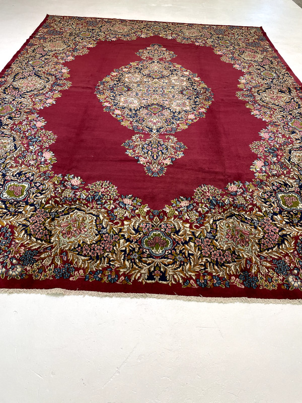 Antique Oriental Hand-Knotted Wool Area Rug Red/Blue/Ivory/Green 10'5" x 14'4" gallery
