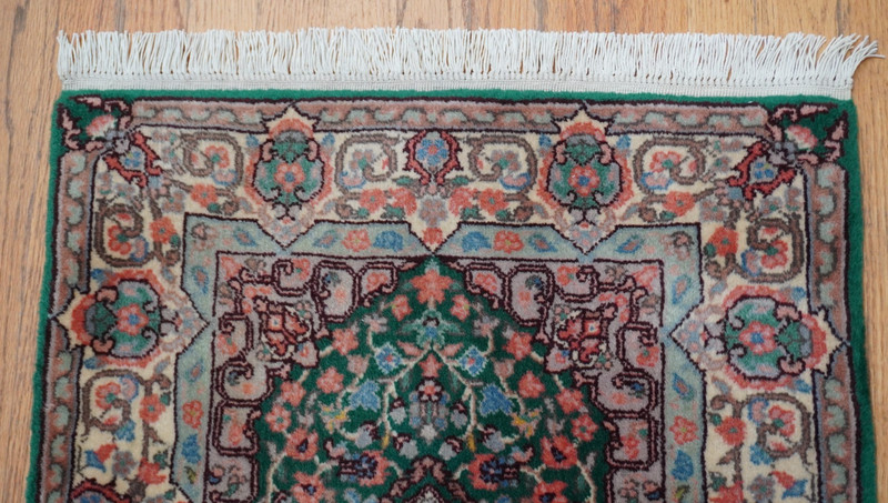 Gorgeous Kermann Hand Knotted Green Oriental Rug 2'1" x 4'3" gallery