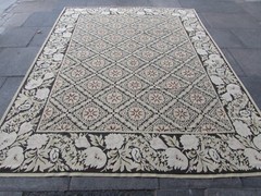 Vintage Hand Made French Design Wool Black Beige Original Aubusson 308X239cm
