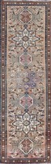 Antique Geometric Traditional Oriental Runner Rug Evenly Low Pile Handmade 3×12