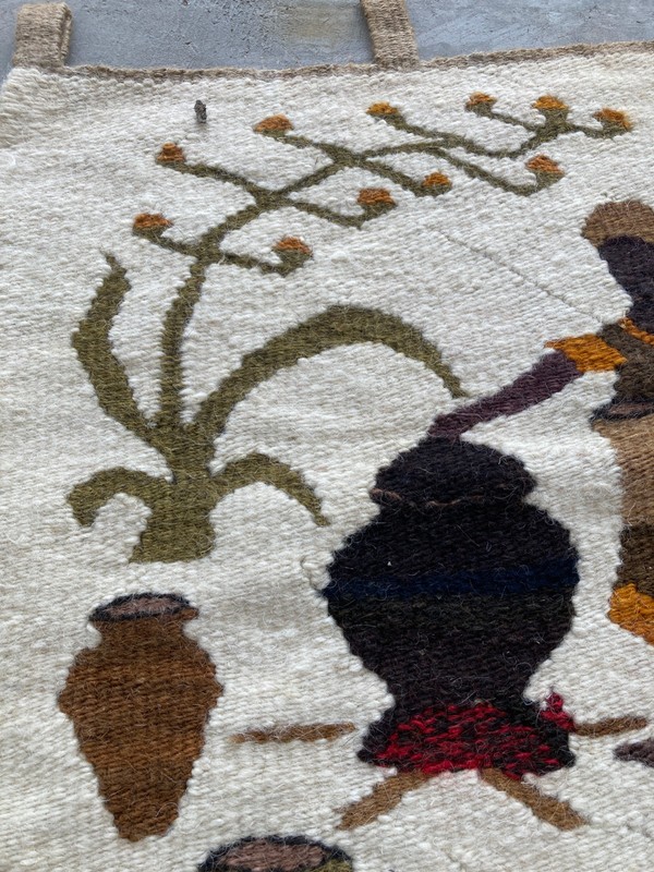 Vintage Traditional Woven African Mohair Rural Wall Hanging Tapestry 43x43 cm gallery