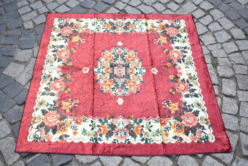 Velvet Table Cover Rug 45'' x 46'' Anatolian Sofa Cover Velvet Table Cover Rug gallery