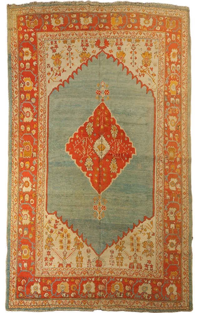 Antique Oushak Turkish Area Rug 8x12 Ft Handmade Vegetable Dye Oriental Wool Rug