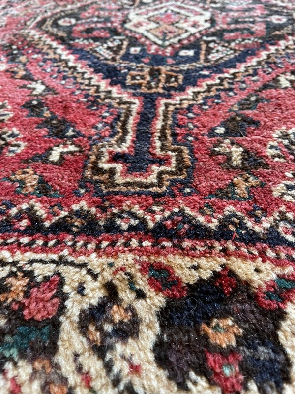 Vintage Tribal Wool Rug Red Medallion Style Hand Knotted 150x110cm gallery