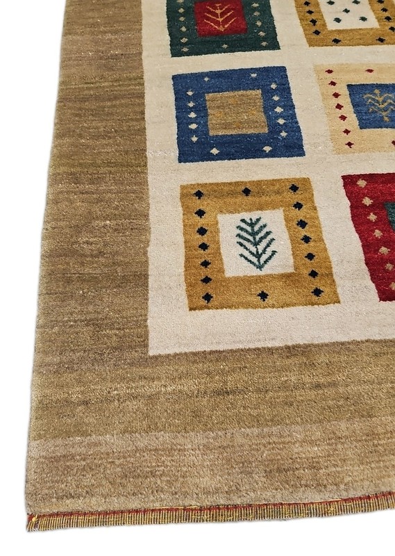 Hand-knoted 100% Wool Gabeh Caucasian Multicolor Azerbaijan 3'11"×5'10' Fine Rug gallery