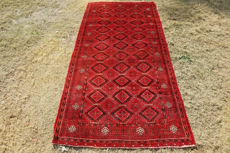 3.5 X 7 FT COLLECTRS ITEM Vintage Stunning Natural Vegetable Dye Afghan Turkoman gallery