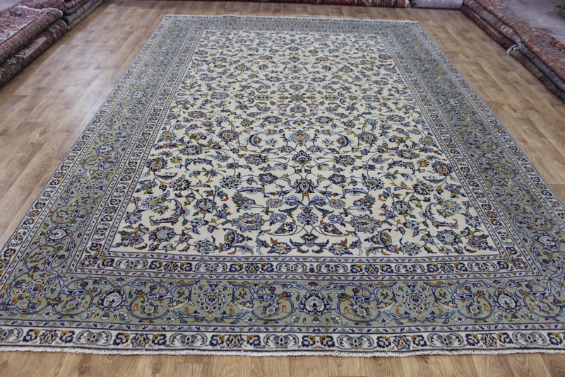 LARGE HANDMADE ORIENTAL KESHAN WOOL CARPET WITH SUPERB FLORAL 385 x 260 cm gallery