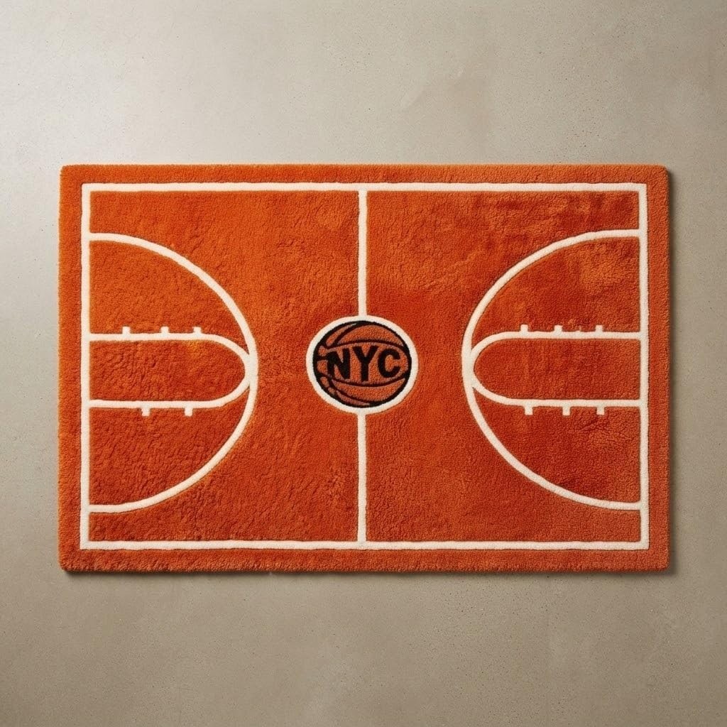 Basketball Court Wool Area Rug Sports Theme Carpet for Playroom & Home Décor gallery