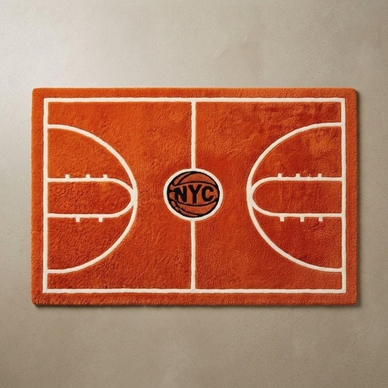 Basketball Court Wool Area Rug Sports Theme Carpet for Playroom & Home Décor gallery