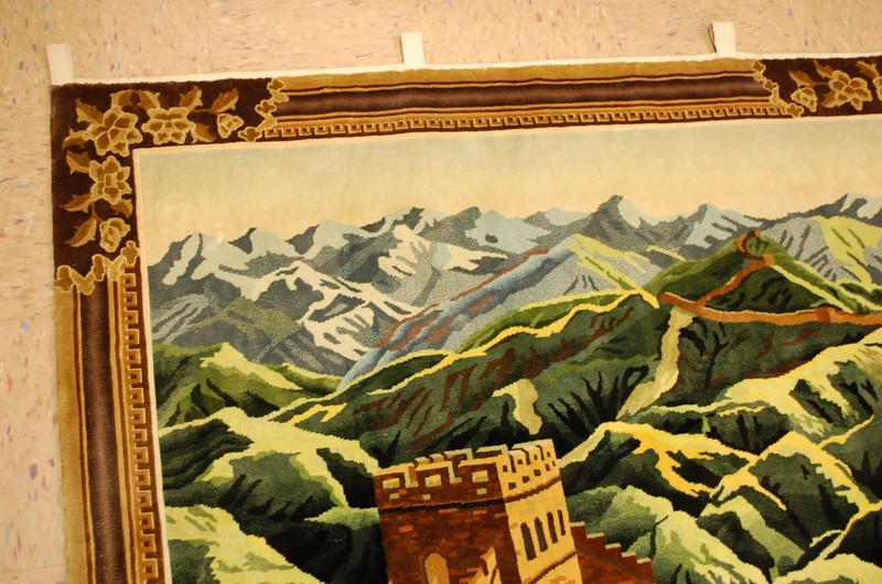 GREAT WALL OF CHINA DESIGN_MINT SILK CHINESE RUG 4.2x8.1 WALL HANGING CARPET gallery