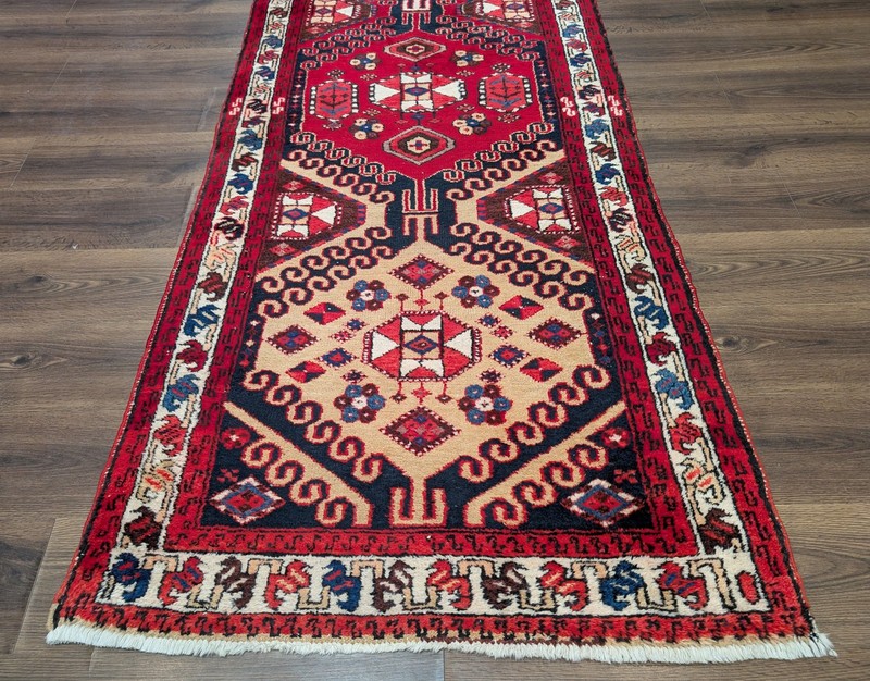 Per'sian Sarab Runner Rug 3.4 x 13.8, Geometric Medallions, Tribal gallery