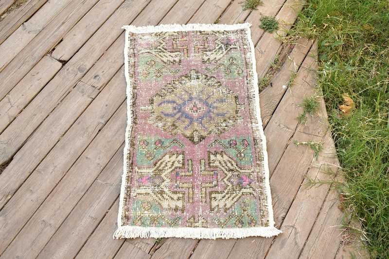 Turkish Carpet Hand Knotted 1x2 Size Doormat Chair Multi Color Rug 40x80cm gallery