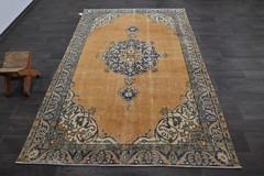 Oushak Turkish Vintage Rug 5×8 Kilim Rug Anatolian Handmade Boho Decor ORANGE