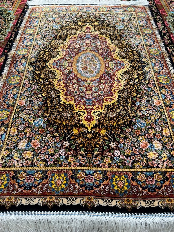 Luxury Silk & Cotton Rug 2.5 X 4 Ft Imperial Garden Medallion Floral 💐 gallery