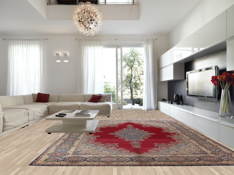 Hand-Knotted Red Floral Wool Carpet Traditional Oversize Large Rug 12x16 Ft gallery
