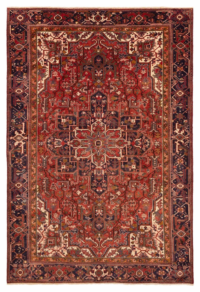 Vintage Traditional Hand-Knotted Area Rug 7'1" x 10'5" Oriental Wool Carpet